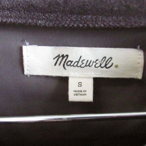 MADEWELL Womens Taupe Velvet Long Sleeve Pullover Top  S Lounge Tee - Picture 3 of 12